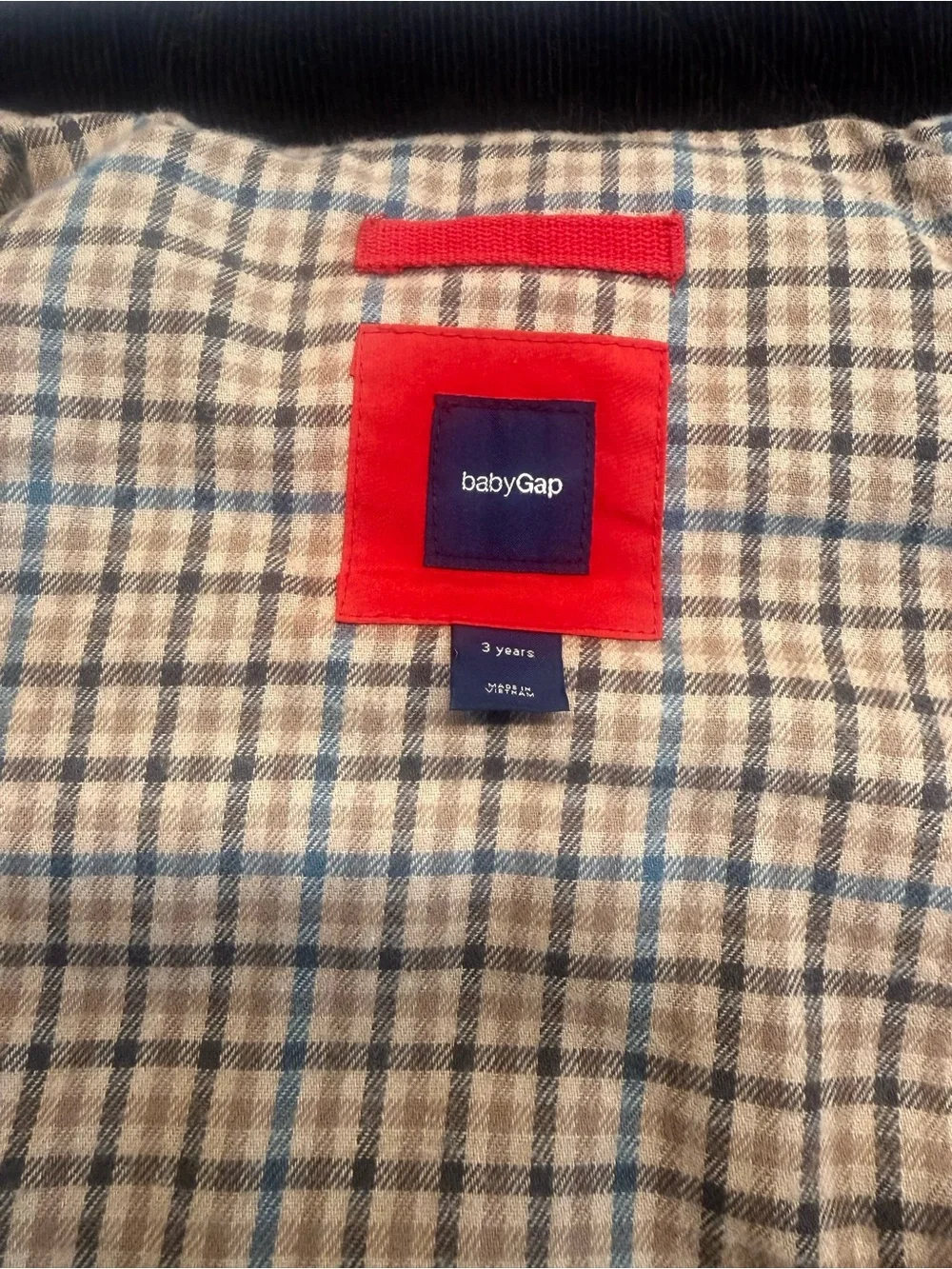 Baby Gap Red Puffer Vest 3T Plaid Lined Zip & Snap Front Toddler Boys